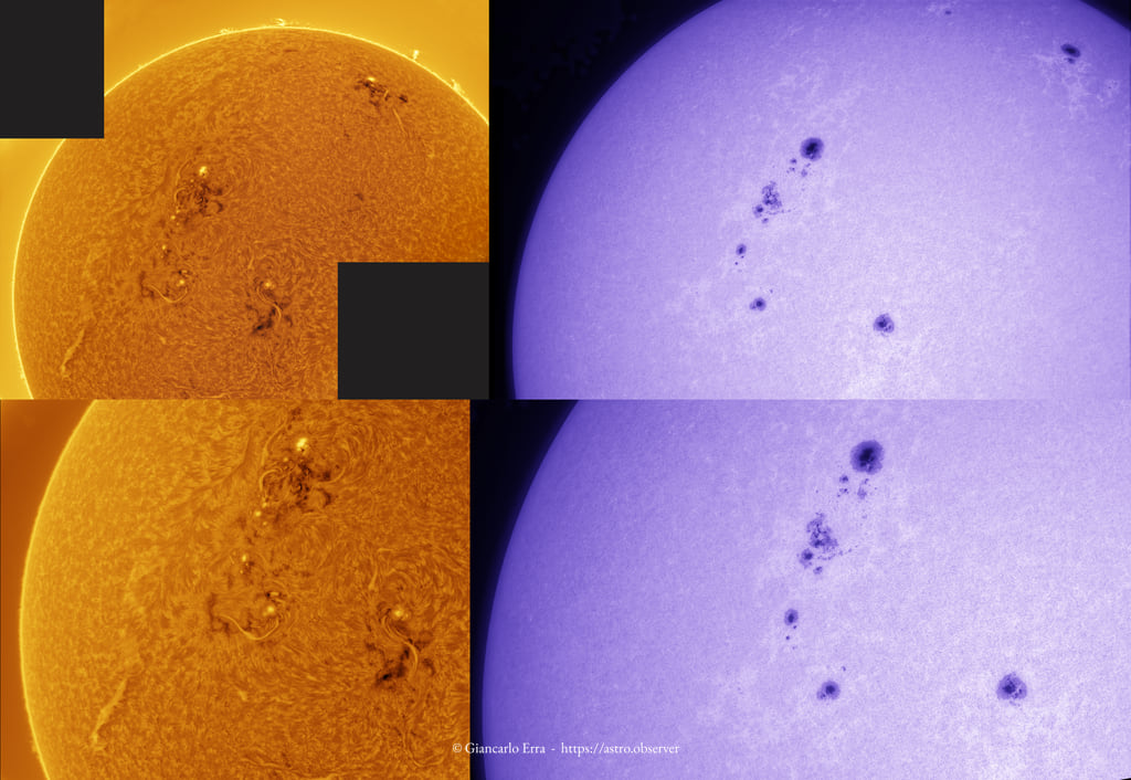 Sun (AR 4197) in H-alpha and Calcium-K