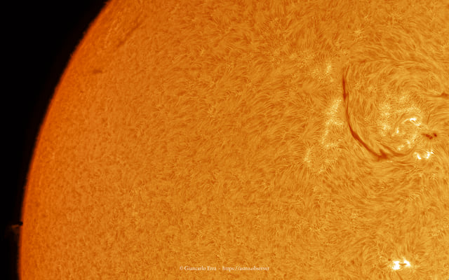 Sun in hydrogen alpha: Mercury transit, first contact